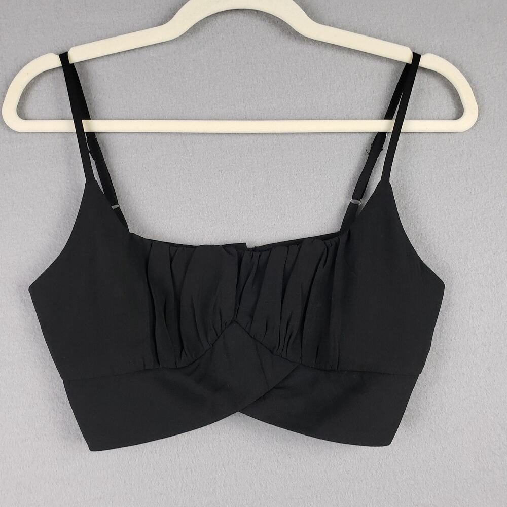Gathered Micro Crop Tank Black Crossover Hem‎ Going Out Top Cybergoth Size S